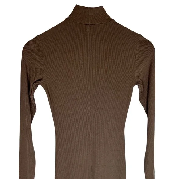 Skims Soft Lounge Amethyst Taupe Ribbed Mock Neck Long Sleeve Maxi Dress SZ S - Picture 6 of 13